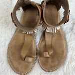 Manitobah Mukluks Wasaga Ankle Sandal Light Brown Red Tan Fringe, 8 Photo 9
