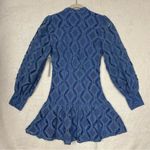 AQUA Bloomingdale Wavy Lace Dress Slate Blue Embroidered Long Sleeve Small NWT Photo 3