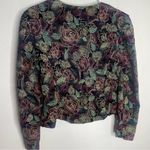 Another Thyme Vintage 90s Velvet Floral Gold Metallic Sparkle Blazer Size PM Black Photo 10