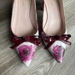 Kate Spade  Maxine White Pink Flower Chunk Heel Leather Bow sz 6‎ Photo 3