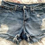 Urban Outfitters BDG  Tomgirl distressed blue button fly cotton shorts, size 26” Photo 0