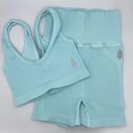 Free People NEW Set!  Movement XS/S Happiness Runs Scoop Neck Sport Bra Aqua Blue Photo 0