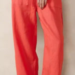 Banana Republic  Easy Linen Pull On Pant New Coral Wide Leg Size M Photo 0