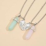 Silver Heart Best Friend Crystal Stone Necklaces Photo 1