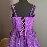 Women’s Purple Full Length Prom Party Quinceanera Dress Lace Appliqué Size 14 Photo 4