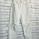 ZARA White Straight Leg Ripped Jeans Women’s 4 Distressed Mid Rise Preppy Y2K Photo 1