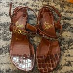 Christian Louboutin MJ embellished croc-effect patent-leather sandals size 35 Photo 1