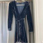 Yumi Kim  Navy Blue Velvet Wrap Dress Small Photo 1
