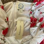 Francesca’s Blue Rain White Red Rose Floral Dress Puff Sleeve Size S NWT Photo 8