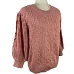 Free People New Villa Cable Pullover Sweater in Pink Bubble Bath Size XL Barbie Photo 7