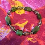 Cute Boho Beaded Elastic Bracelet. Dimensions in photos. Green Photo 0