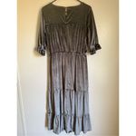 Cedar & Gold Velvet Grey Chrome Tiered Long Maxi Dress sz L Cottage Prairie Boho Gray Size L Photo 2