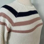 Olive & Oak White Navy Blue Blush Knit Striped Pullover Sweater Photo 5