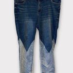 Eloquii  Two Tone Raw Step Up Hem Jeans Photo 0