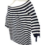 J.Crew Dress S Blue White Striped Muslin Off Shoulder Smocked Nautical Preppy Photo 2