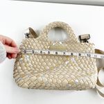 Parker & Hyde Mini Woven Tote Bag Purse with Crossbody Strap Beige Gold Metallic Photo 6
