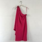 Ralph Lauren NWT Lauren Druzana Georgette Magenta One Shoulder Cocktail Dress Photo 2