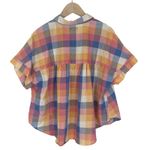 Madewell  Short Sleeve Hilltop Shirt in Rainbow Check Plaid Print Size Medium Photo 2
