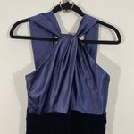 Eliza J Women's Navy Twist Neck Half Satin Half Velour Maxi Gown Dress Size 6 Photo 2
