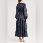 Ciebon Lilian Long Sleeve Satin Wrap Maxi Dress M Blue Size M Photo 5
