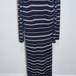 J.Crew  Black Stripe Ribbed Knit Sweater Bodycon Midi Dress Size Medium Photo 3