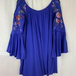 Altar'd State Altar’d State Royal Blue Floral Bell Sleeve Mini Dress Woman’s Size Medium Photo 3
