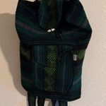 Hispanic / Latin American Green Plaid Print Knit Canvas Backpack Photo 0