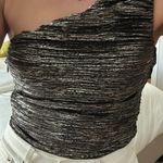 H:ours Silver And Black One Shoulder Bodysuit  Photo 0