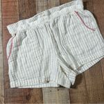 Soma  White Pinstripe Cotton Lounge Pants Shorts  Set Elastic Waist Medium Pink Photo 1