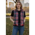 Tribal Red Plaid Puffer Quilted Vest size Large Photo 7