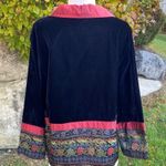 Coldwater Creek  Small Jacket Velvet Button Front Black Wine Tapestry Holiday Photo 5