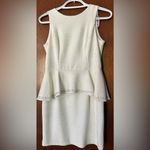 Cashet white shimmer animal/snake print above knee beaded peplum dress Size 10 Photo 1