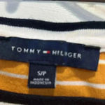 Tommy Hilfiger  gold and white striped tee with navy blue trim size S/P. Photo 2