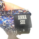 Anna Sui Wrap Mini Dress Short Sleeve Abstract Print Silk Blue Metallic Size 0 Photo 6