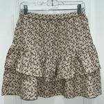 Madewell NWT  Flannel Cream Pull-On Floral Tiered Mini Skirt Sz S Photo 3