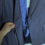 W By Worth Worth pinstripe leather accent tie blazer size 6 Photo 53