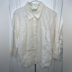 Liz Claiborne /Kim Rogers set 2 short‎ sleeve seersucker ivory tops XL Photo 1