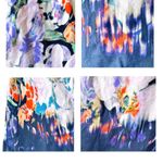 Elie Tahari Nordstrom Watercolor Skirt Size 12 A Line Back Zip Pleats Ar… White Photo 8