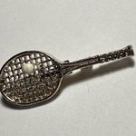 Signed Gerry’s Tennis Racquet Ball Gold Tone Brooch Pin Photo 0