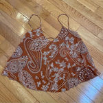 ZARA  brown white bandana tank sleeveless blouse open back Sz S Photo 9