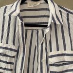 Sweet Wanderer White and blue striped button up top Photo 1