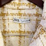 ZARA Womens Short Blazer Dress Large Frayed Trim Double Breasted Plaid 2452/492 Photo 7