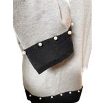 Neiman Marcus  Colorblock Pearl Sweater Gray Black Size Extra Large Photo 2
