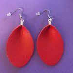 Earrings Red Teardrop Earrings Faux Leather BRAND NEW Fish Hook Vegan Leather Photo 0