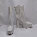 Guess Byra Platform Ankle Boots Women 7.5 Ivory Retro 70s Block Chunky Heel Gogo Photo 4