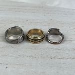 Source Unknown 3 Boho Rings Set Silver Leaves Gold Black Stripes Turquoise Howlite 5.5, 6, 6.5 Photo 4