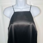 Maisie Monti Tiered Slip Dress Mini Satin Square Neck Drop Waist LBD Black M Size M Photo 3