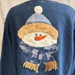 Vintage Snowman Cardigan denim One Size Fits Most Fun Holiday Sweater Photo 4