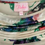 Parker  Short Sleeved Silk Blouse Cream with Floral Pattern Balloon‎ Sleeves XS Photo 2