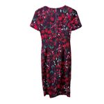 Calvin Klein Purple Red Floral Stretch Crepe Puff Sleeve Sheath Dress Size 2 Photo 10